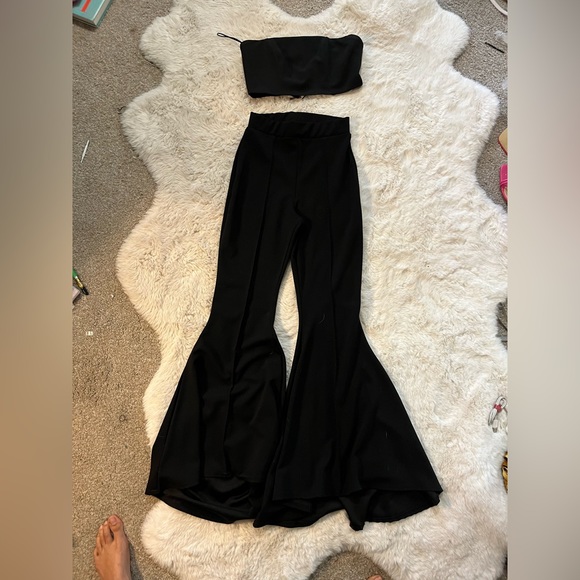 Missguided Pants - 2 piece Bandeau High Waisted Flare Bell Bottom Set